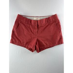 J.Crew Broken-In Chino Shorts Womens Rust 3” size 2 100% Cotton Red